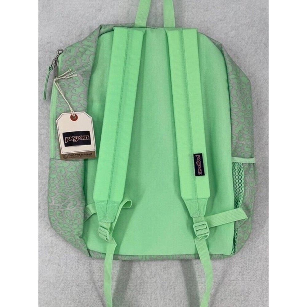 JanSport Backpack Cross Town Green Digital Cheetah Print School Bag Lime - Picture 3 of 5
